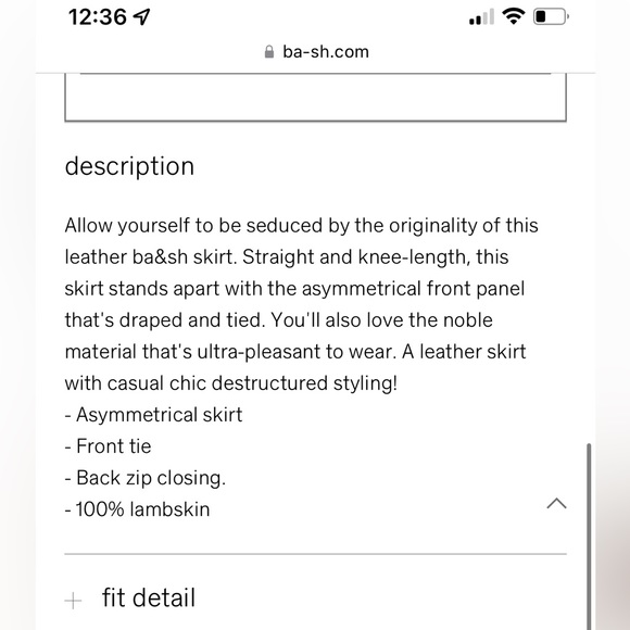 Ba&sh lea skirt blue lamb leather skirt size 2 - Picture 8 of 8